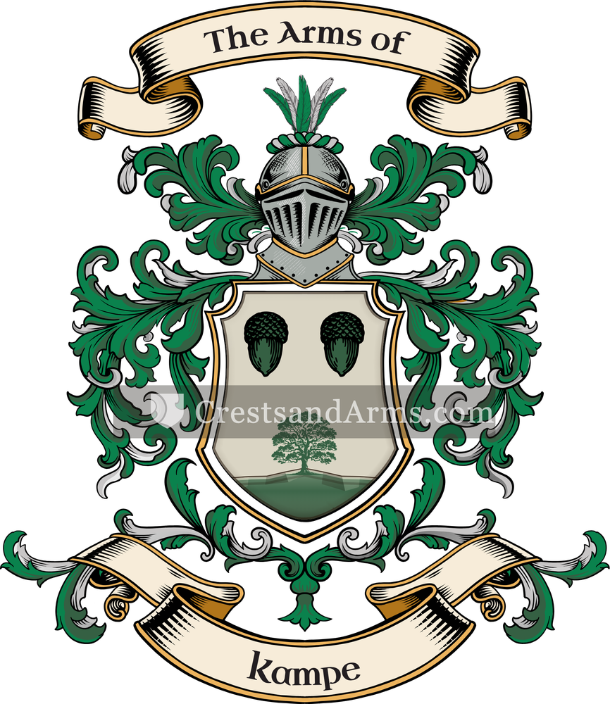 The Kampe coat of arms, drawn from the recorded blazon