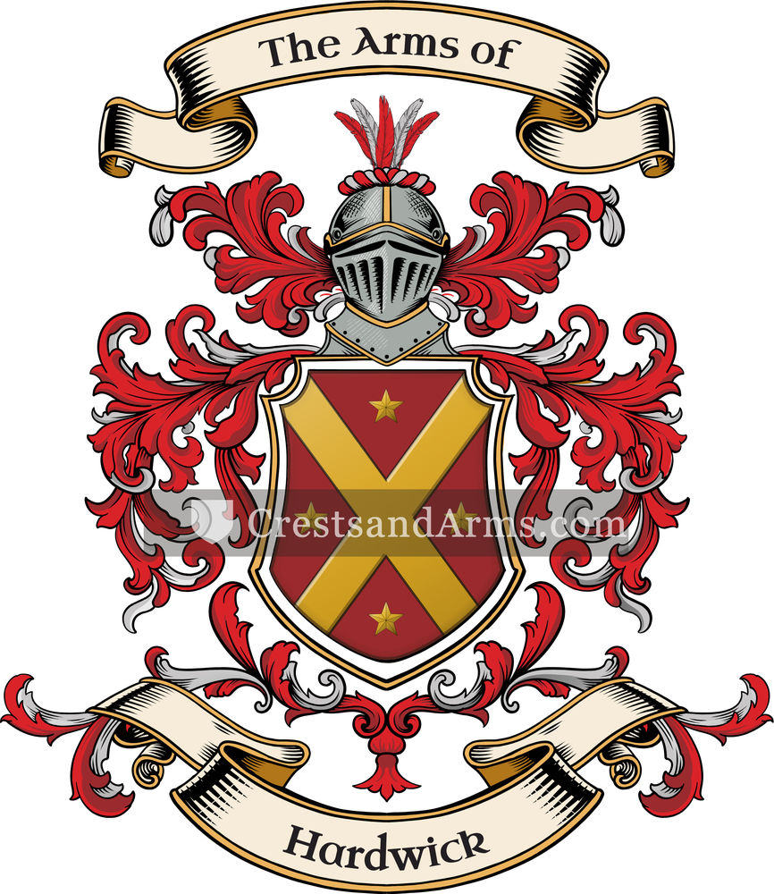 The Hardwick coat of arms, drawn from the recorded blazon