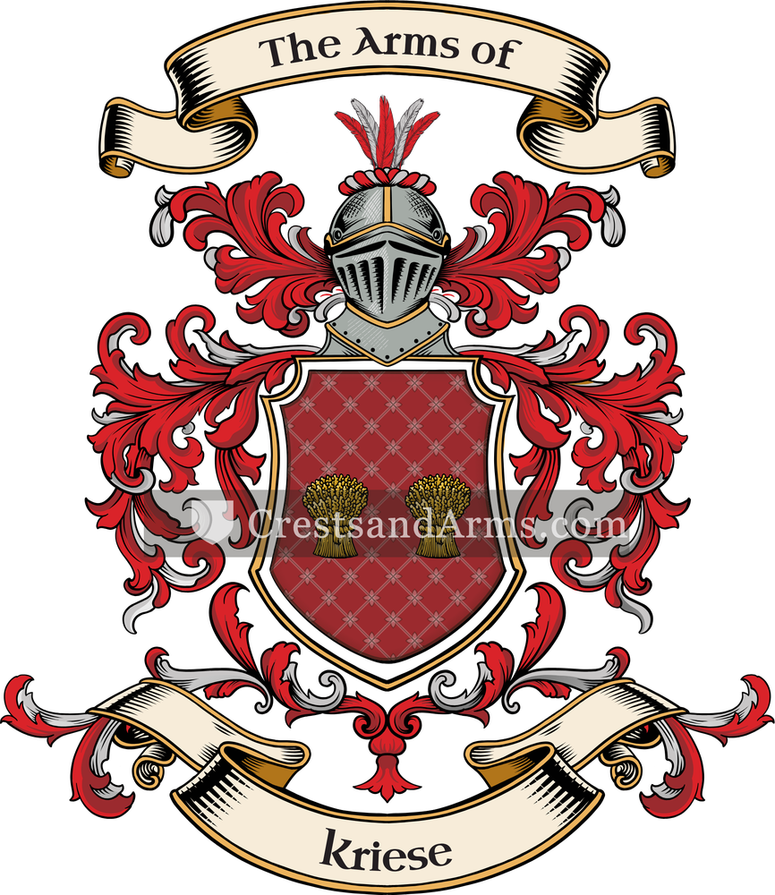 The Kriese coat of arms, drawn from the recorded blazon
