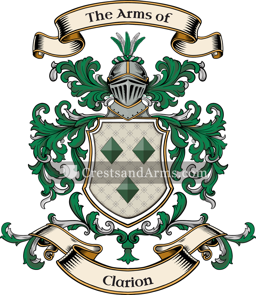 The Clarion coat of arms, drawn from the recorded blazon