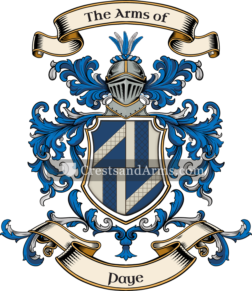 The Paye coat of arms, drawn from the recorded blazon