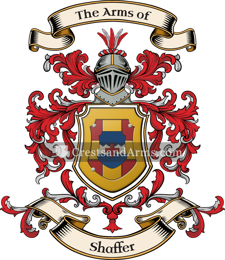 The Shaffer coat of arms, drawn from the recorded blazon