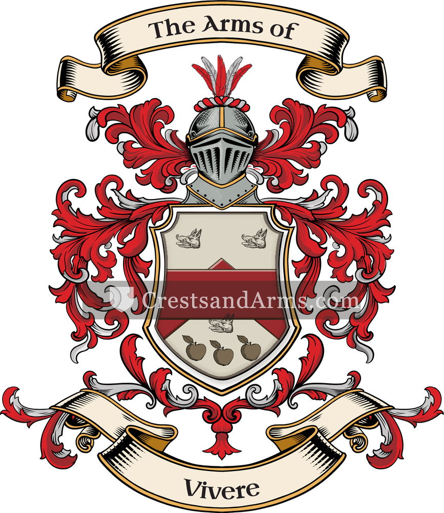 The Vivere coat of arms, drawn from the recorded blazon