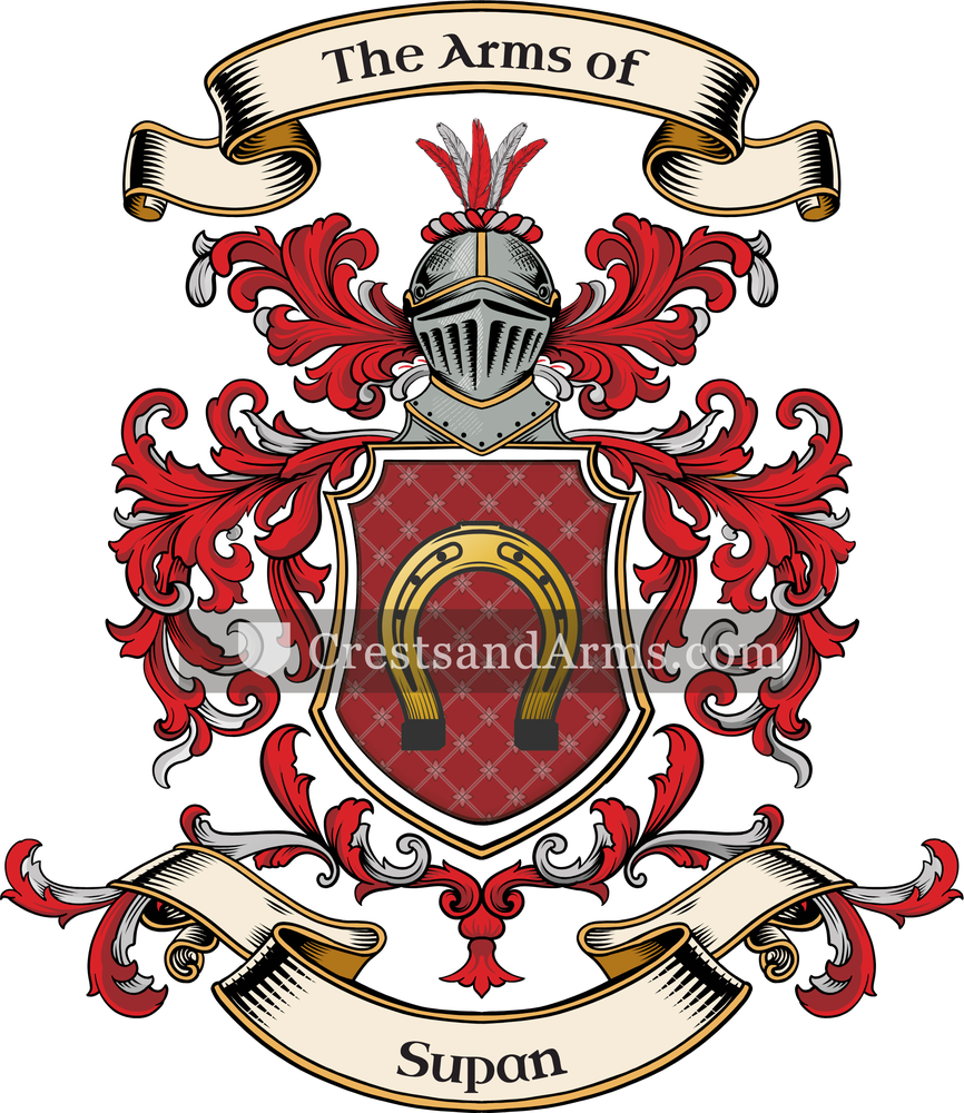 The Supan coat of arms, drawn from the recorded blazon