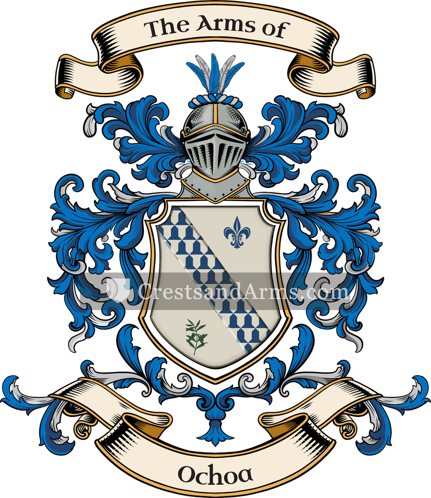 The Ochoa coat of arms, drawn from the recorded blazon