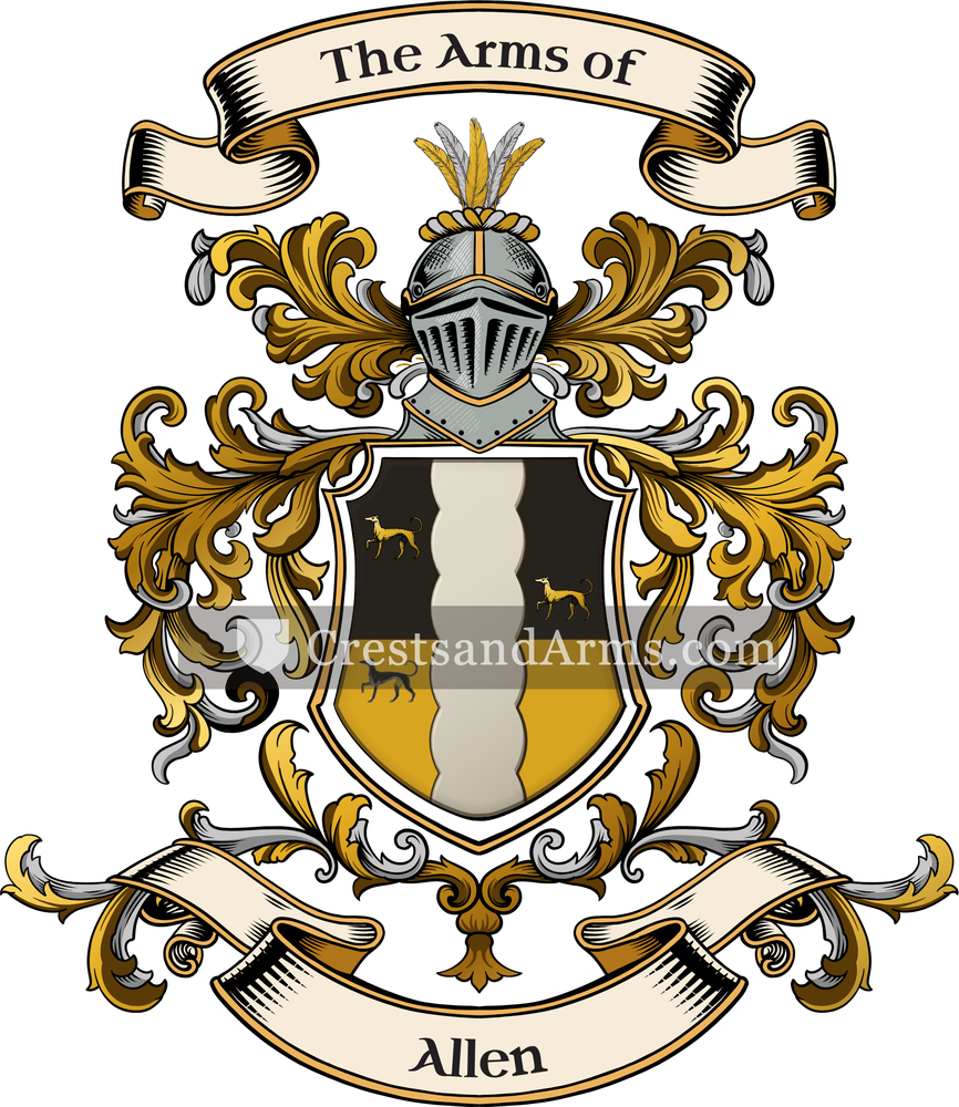 The Allen coat of arms, drawn from the recorded blazon