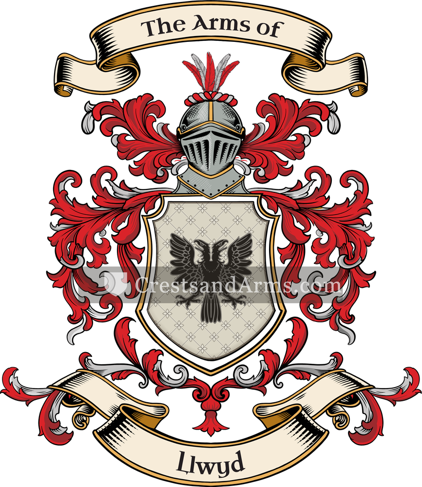 The Llwyd coat of arms, drawn from the recorded blazon