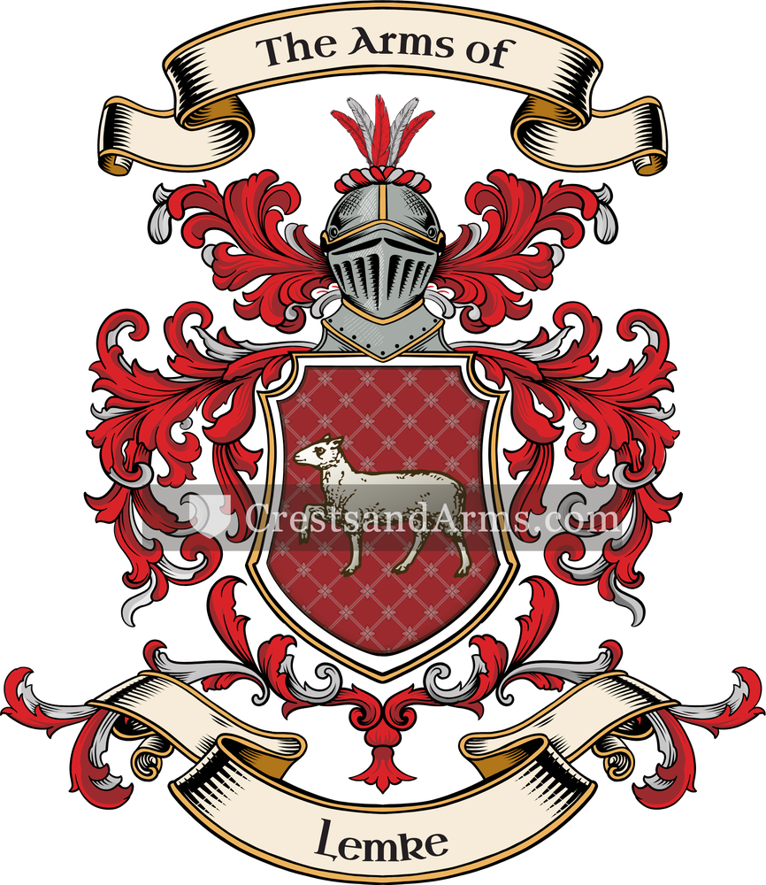 The Lemke coat of arms, drawn from the recorded blazon
