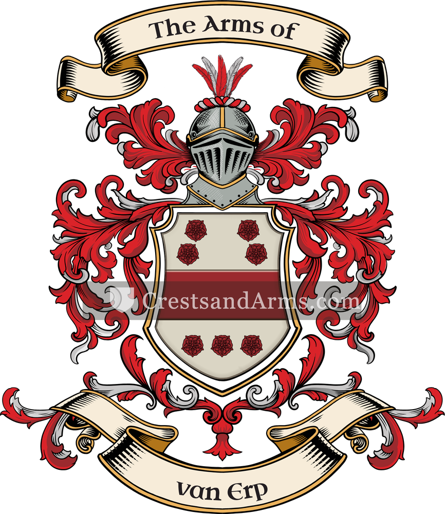 The van Erp coat of arms, drawn from the recorded blazon