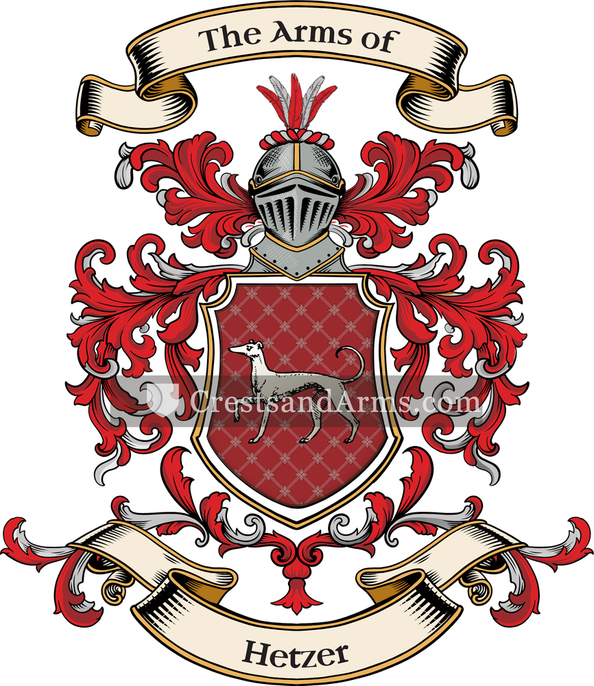 The Hetzer coat of arms, drawn from the recorded blazon