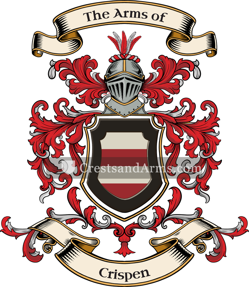 The Crispen coat of arms, drawn from the recorded blazon