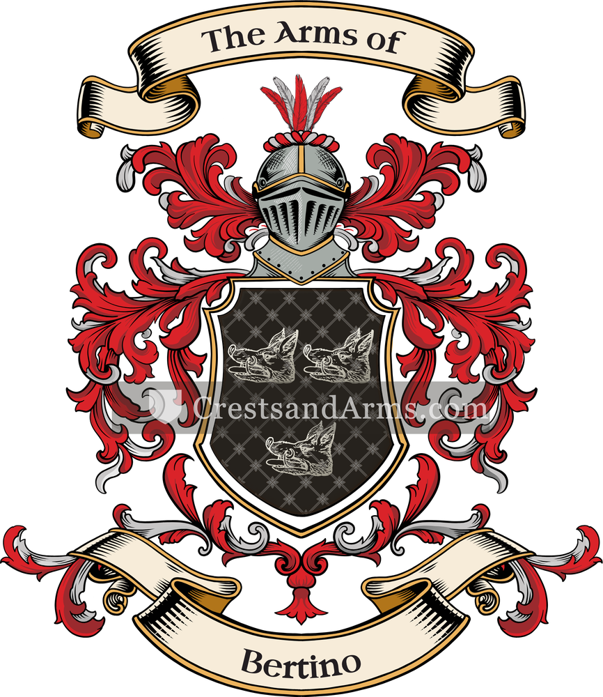 The Bertino coat of arms, drawn from the recorded blazon