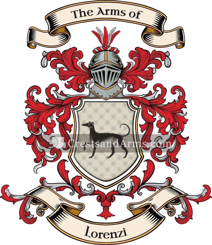 The Lorenzi coat of arms, drawn from the recorded blazon