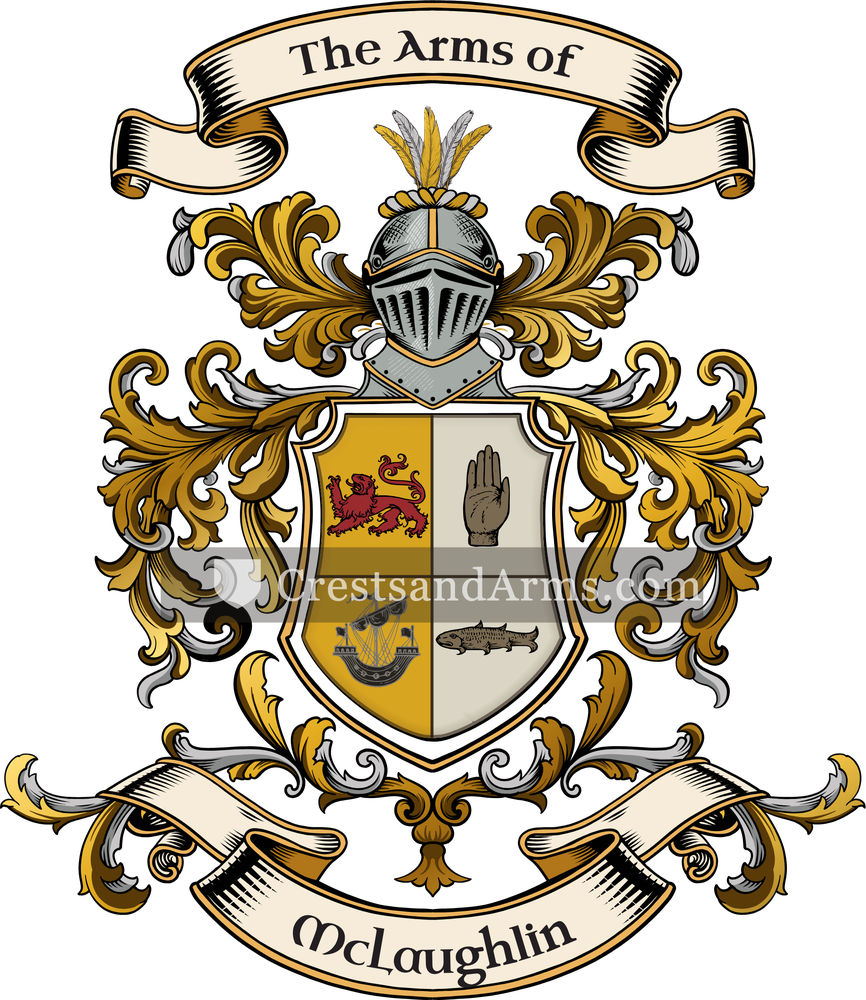 The McLaughlin coat of arms, drawn from the recorded blazon