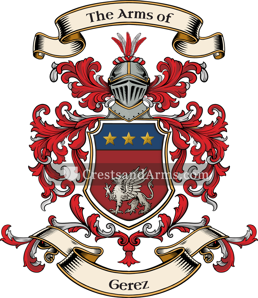 The Gerez coat of arms, drawn from the recorded blazon