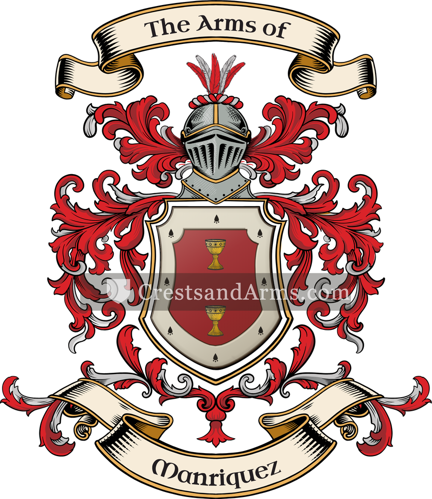 The Manriquez coat of arms, drawn from the recorded blazon