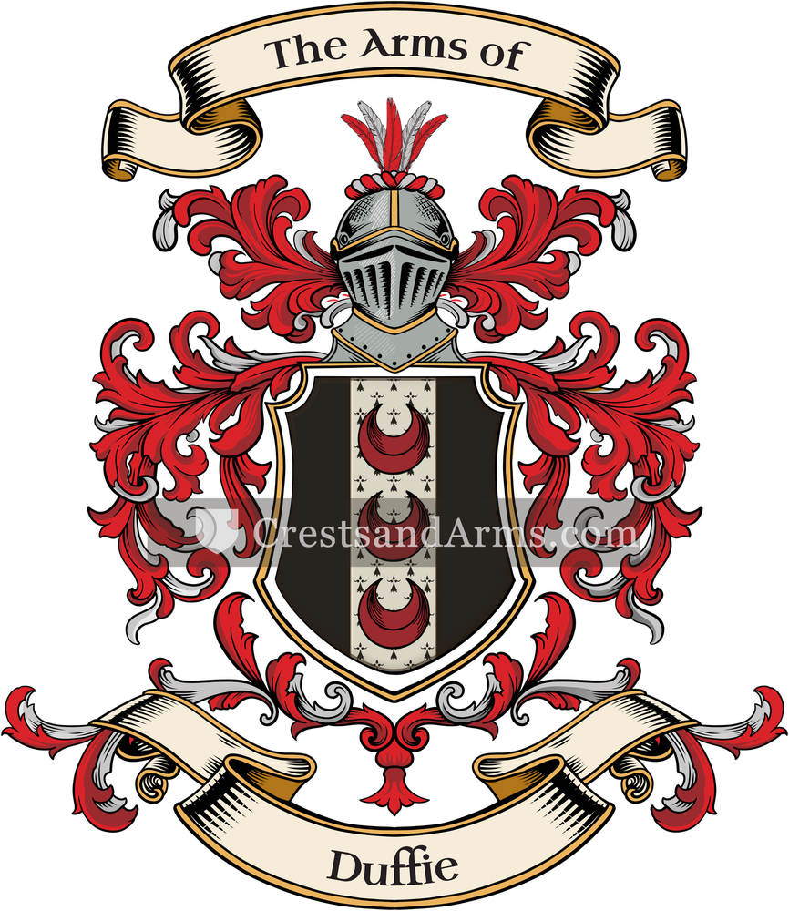 The Duffie coat of arms, drawn from the recorded blazon