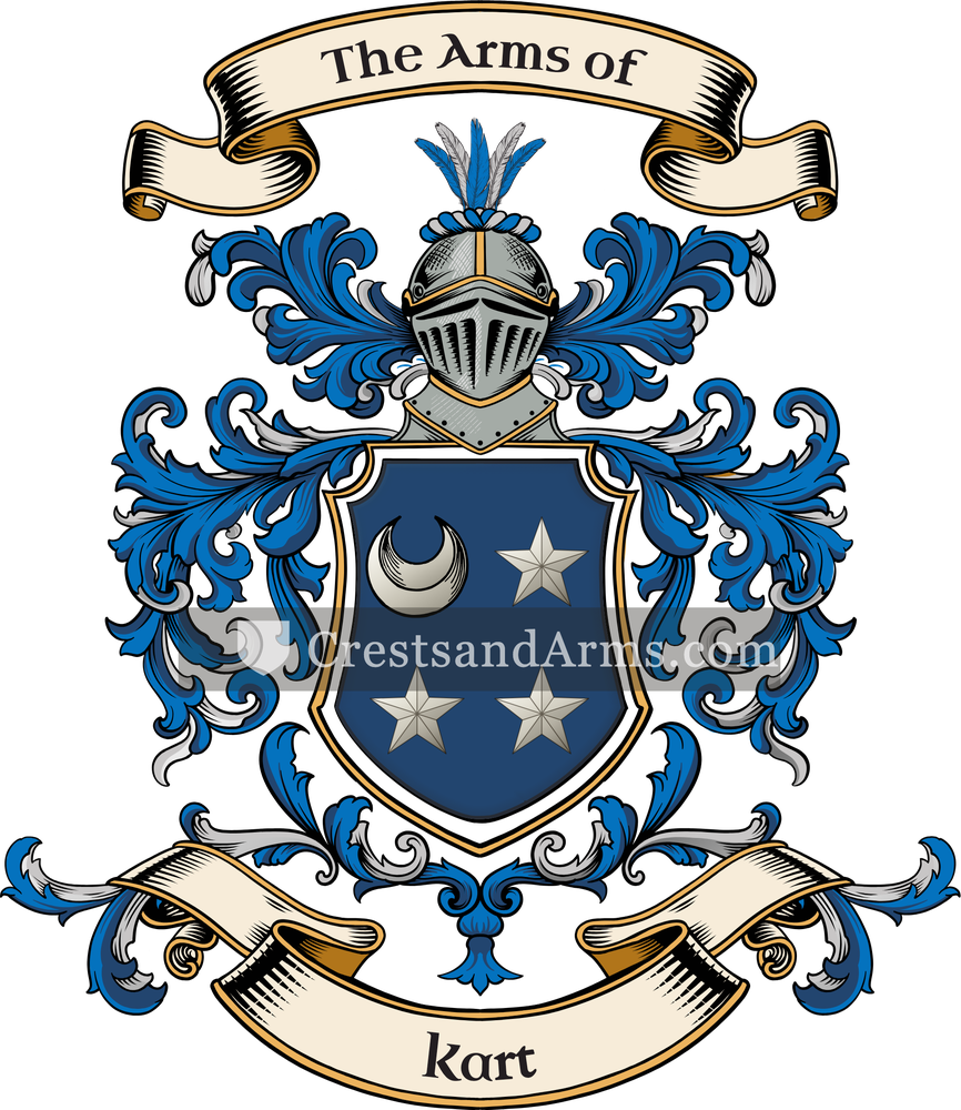 The Kart coat of arms, drawn from the recorded blazon