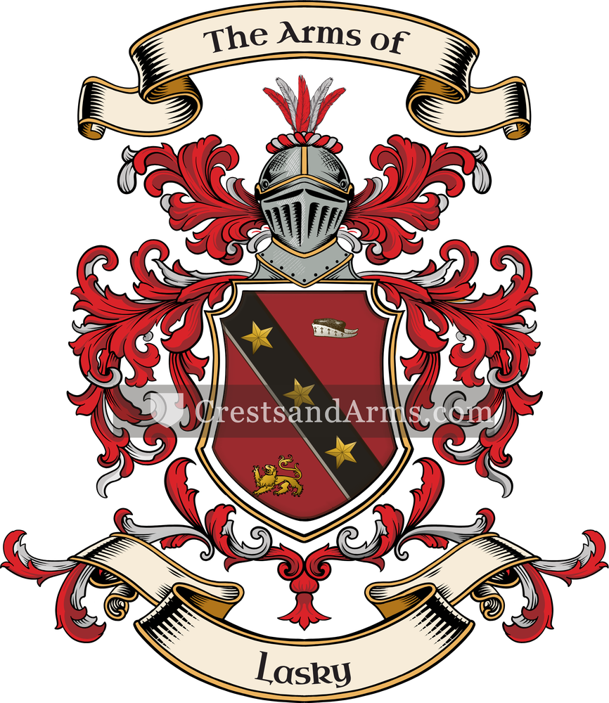 The Lasky coat of arms, drawn from the recorded blazon