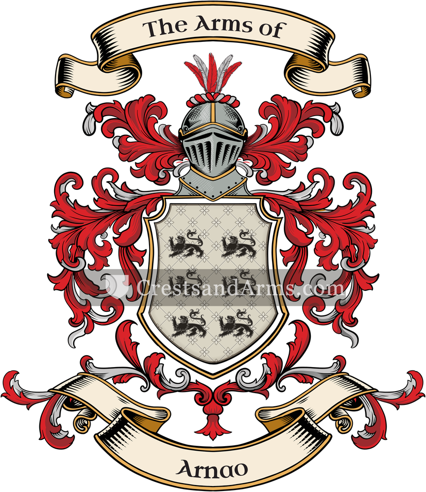 The Arnao coat of arms, drawn from the recorded blazon