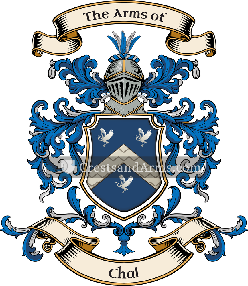 The Chal coat of arms, drawn from the recorded blazon