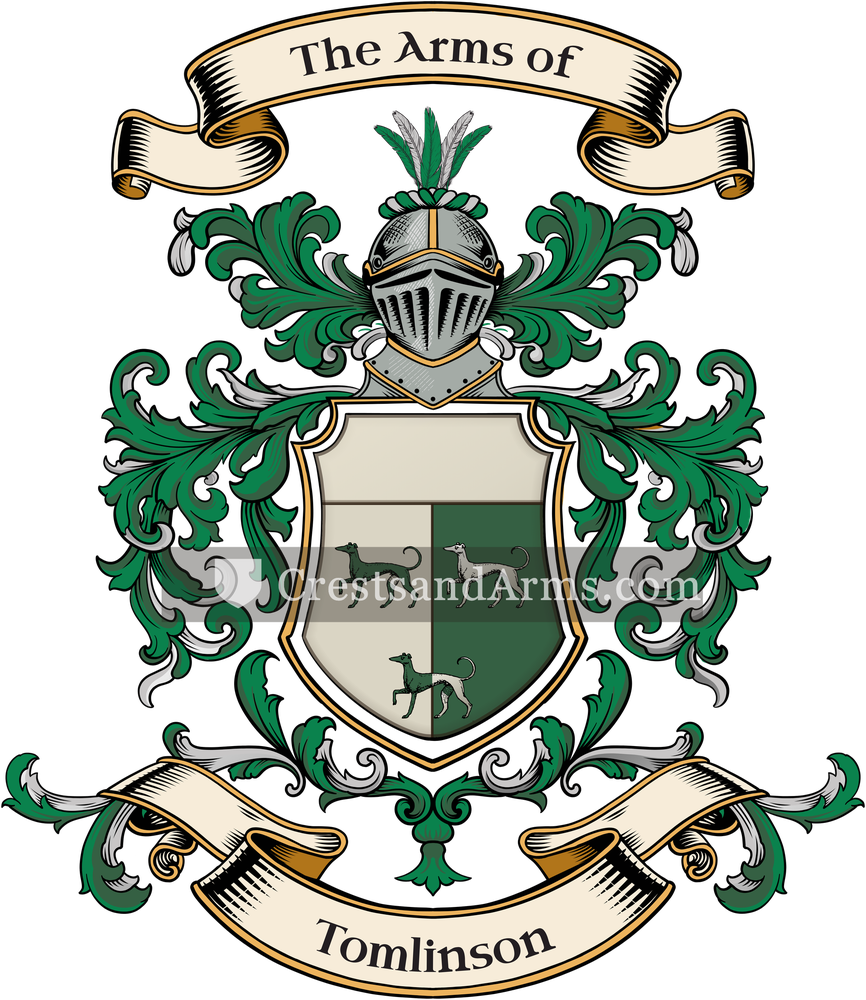 The Tomlinson coat of arms, drawn from the recorded blazon