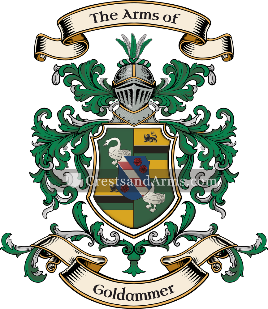 The Goldammer coat of arms, drawn from the recorded blazon