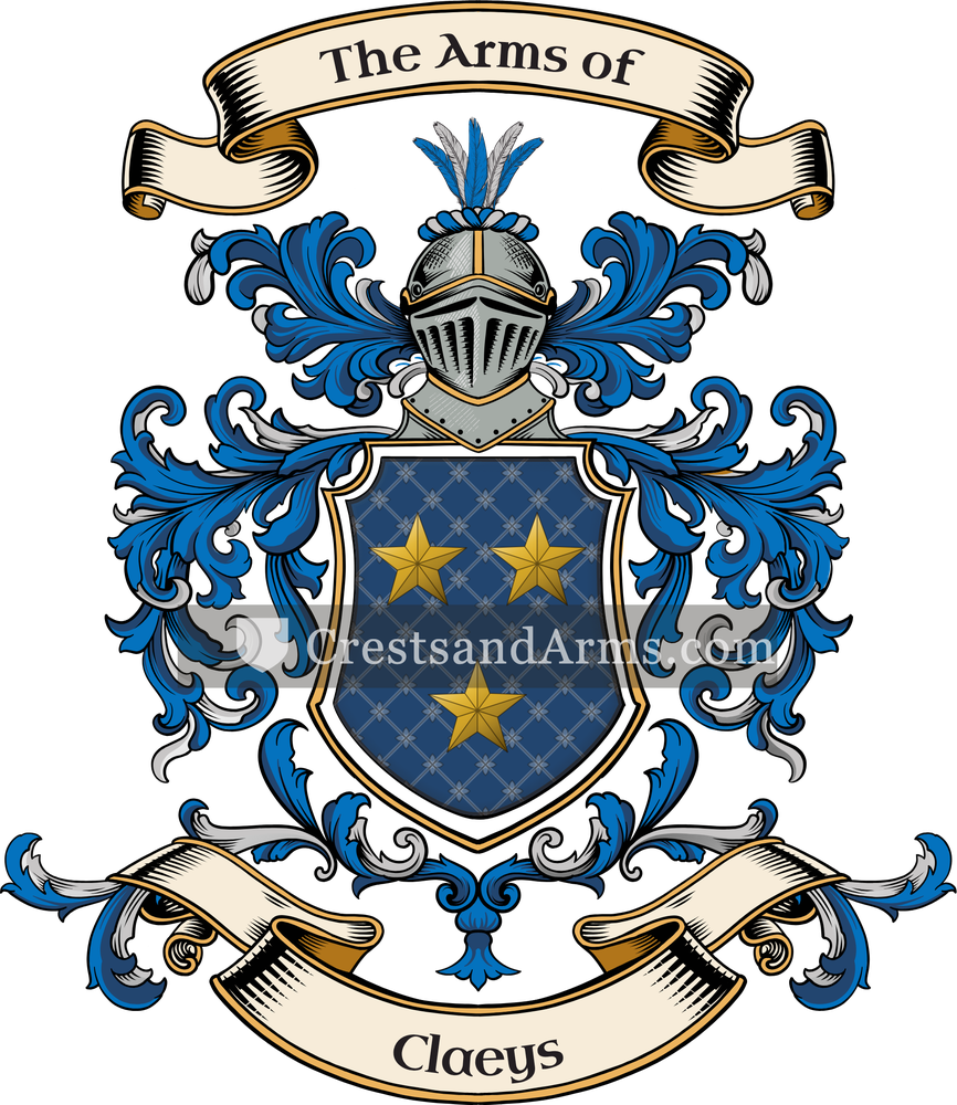The Claeys coat of arms, drawn from the recorded blazon