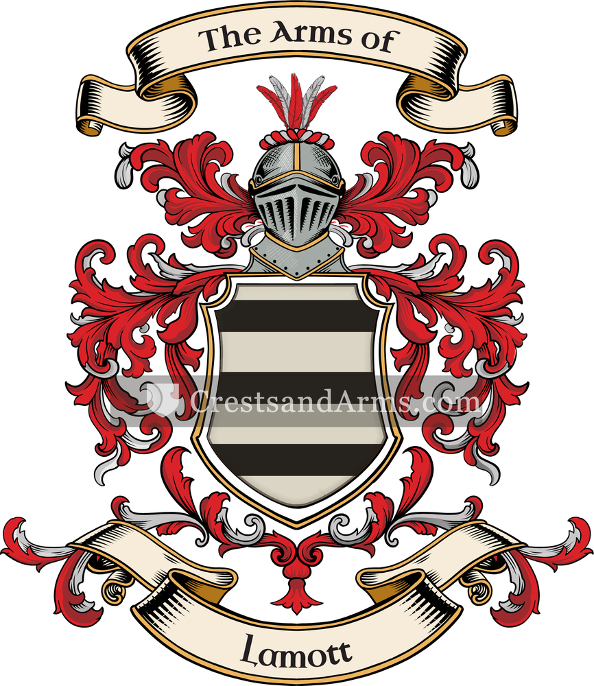 The Lamott coat of arms, drawn from the recorded blazon
