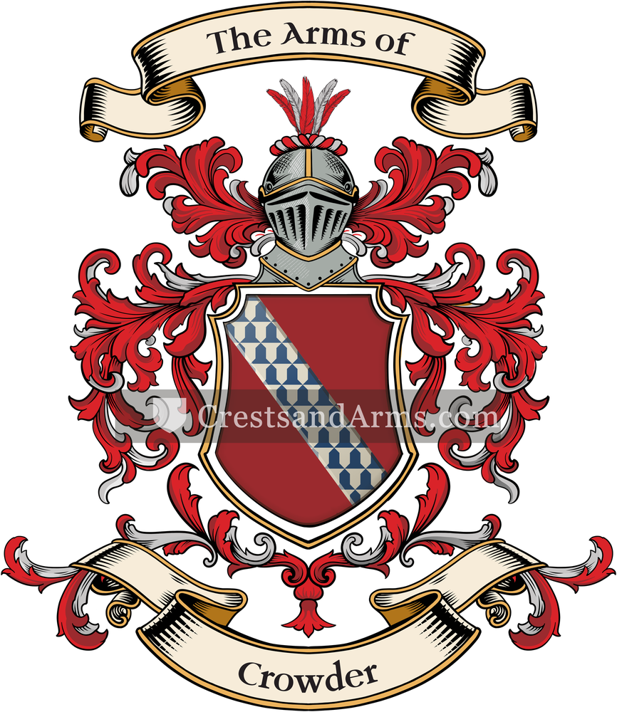 The Crowder coat of arms, drawn from the recorded blazon