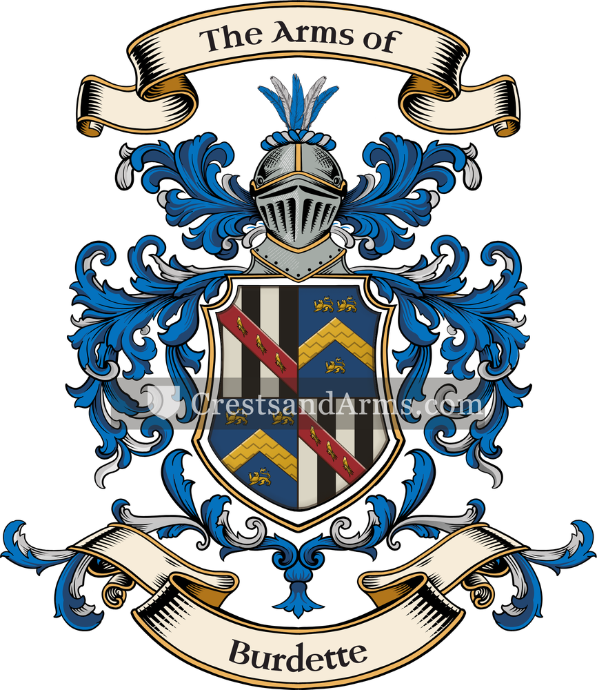 The Burdette coat of arms, drawn from the recorded blazon