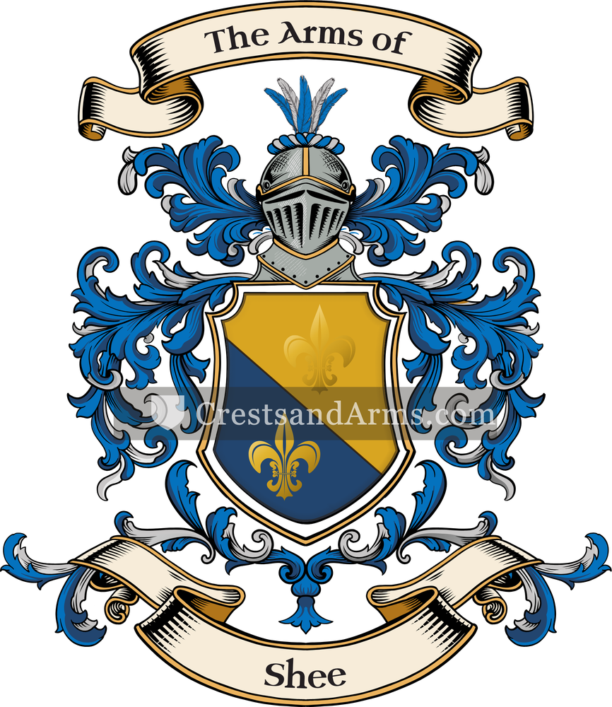 The Shee coat of arms, drawn from the recorded blazon