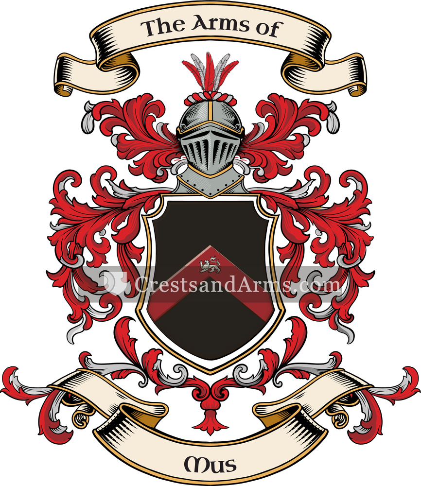 The Mus coat of arms, drawn from the recorded blazon