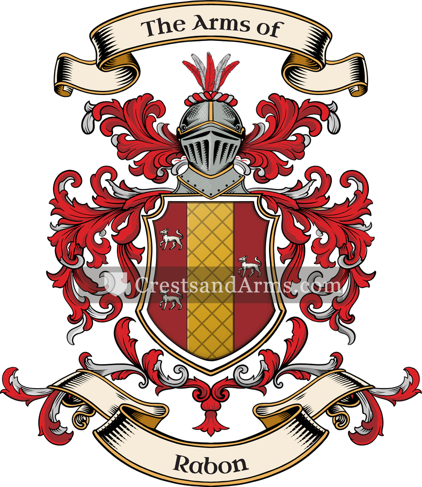 The Rabon coat of arms, drawn from the recorded blazon