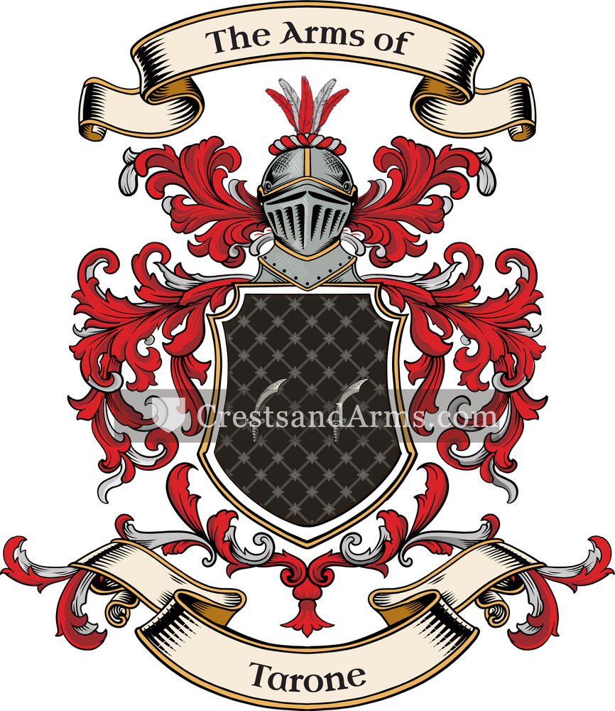 The Tarone coat of arms, drawn from the recorded blazon
