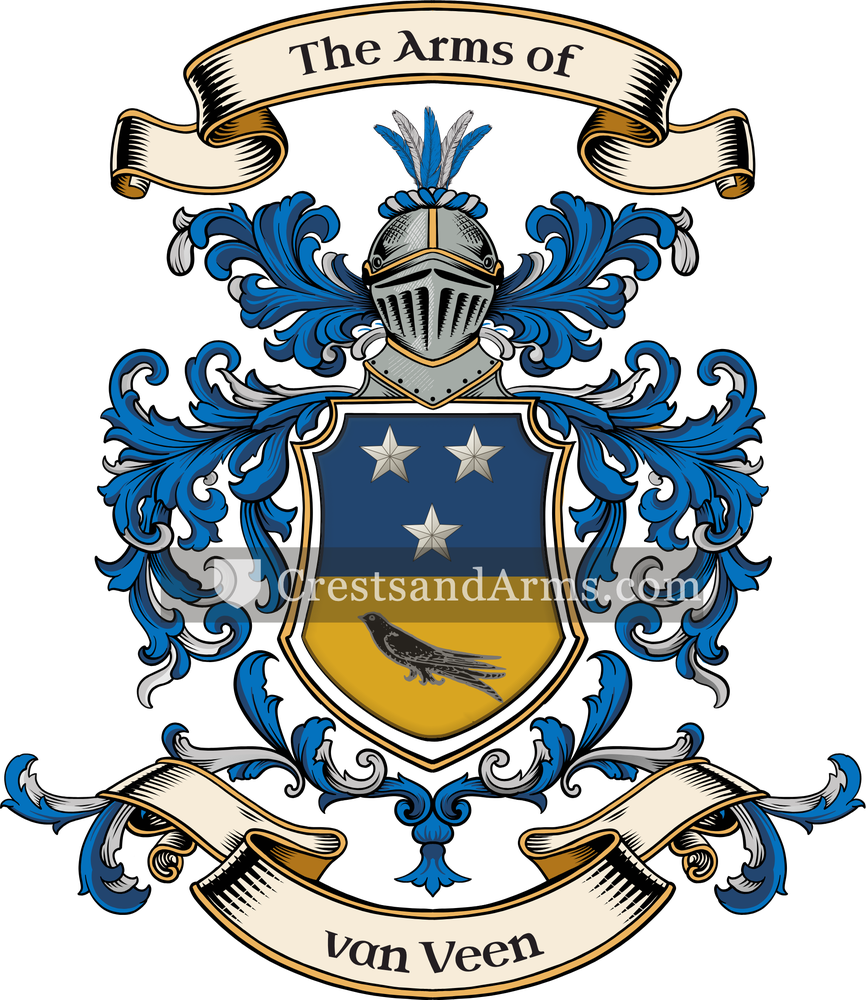 The van Veen coat of arms, drawn from the recorded blazon