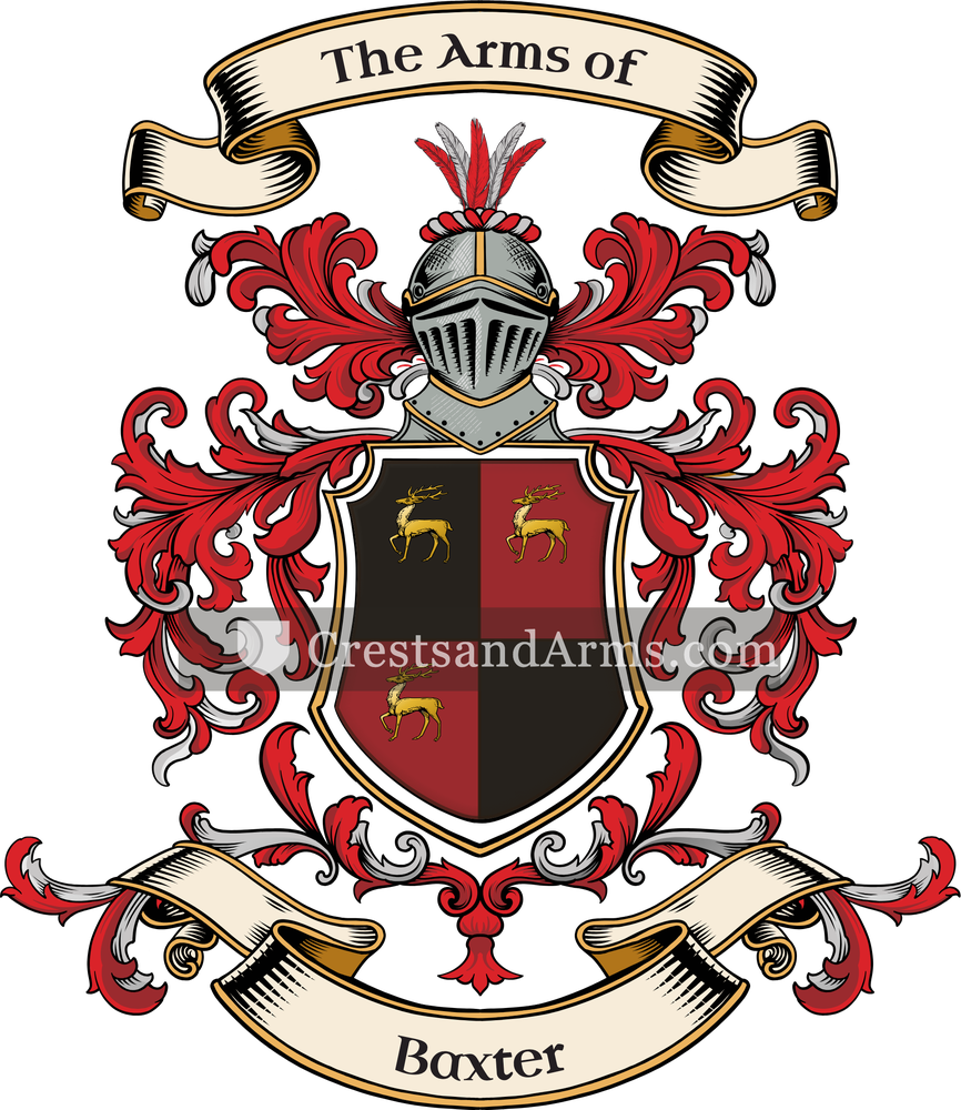 The Baxter coat of arms, drawn from the recorded blazon