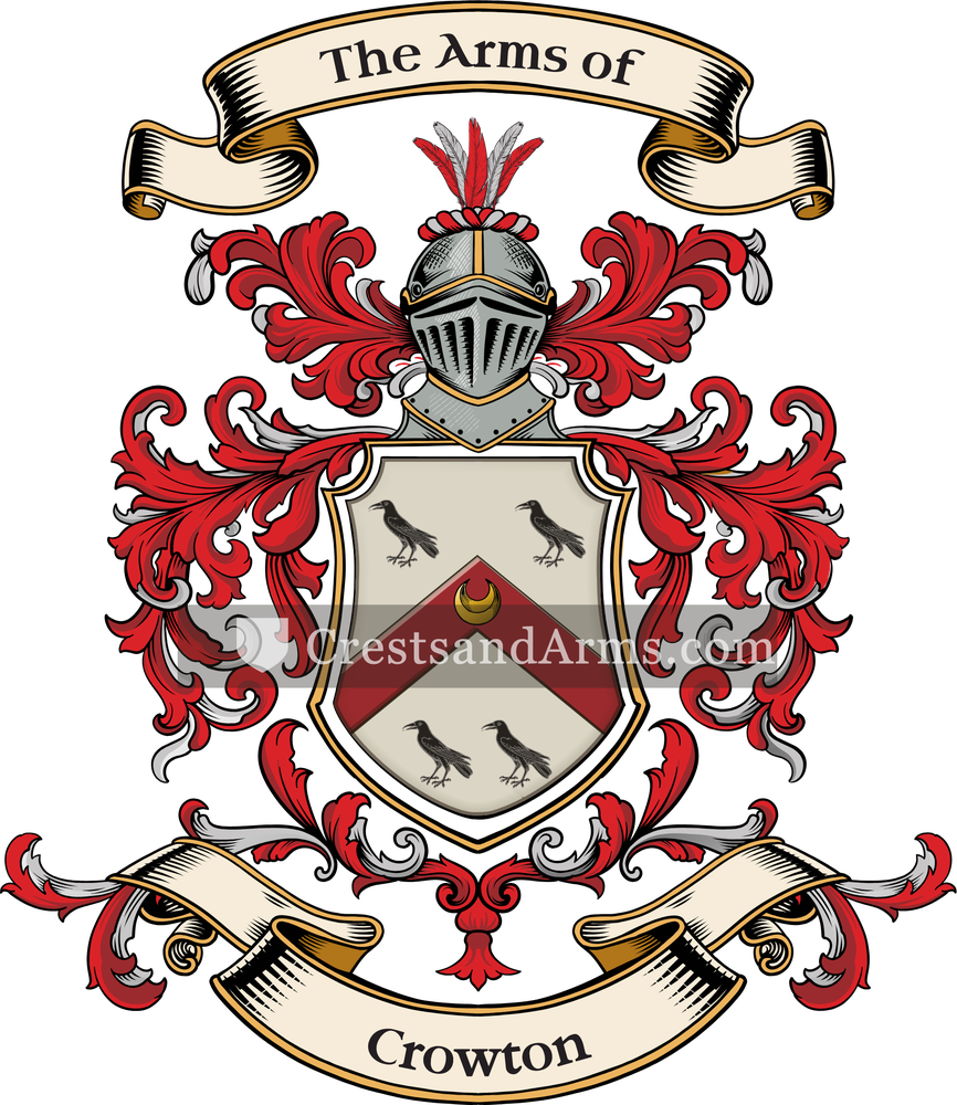 The Crowton coat of arms, drawn from the recorded blazon