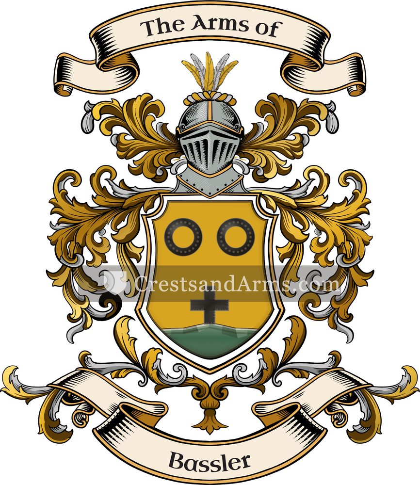 The Bassler coat of arms, drawn from the recorded blazon