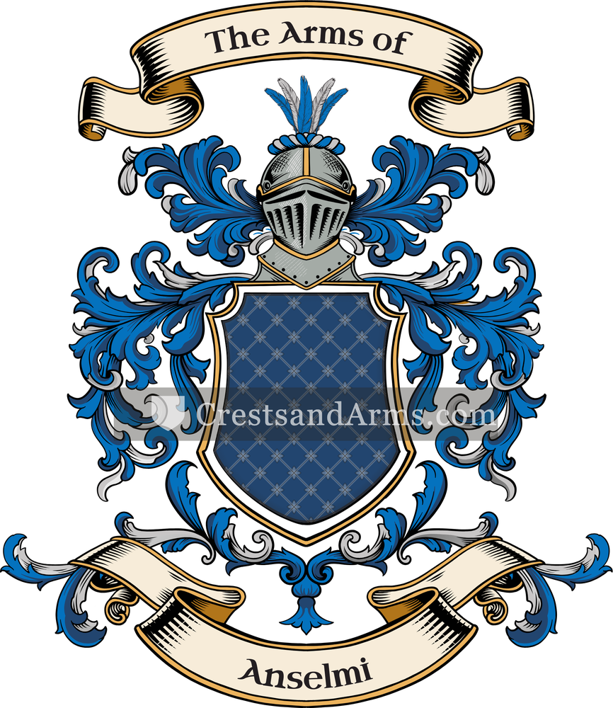 The Anselmi coat of arms, drawn from the recorded blazon