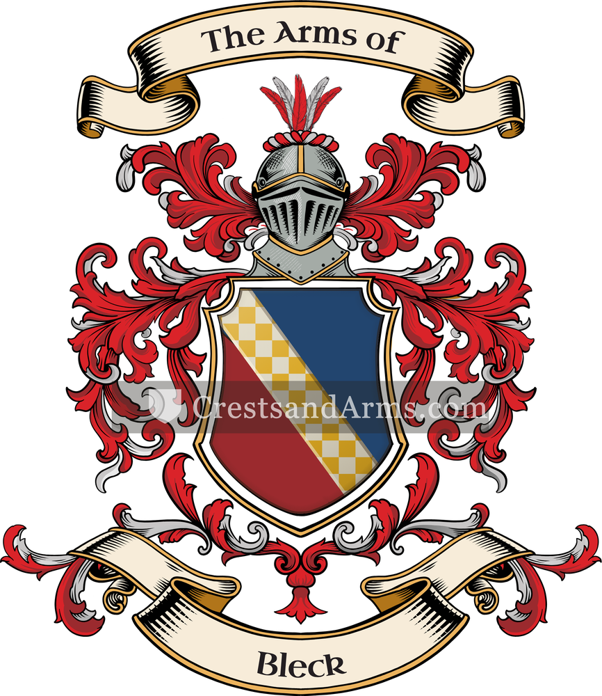 The Bleck coat of arms, drawn from the recorded blazon