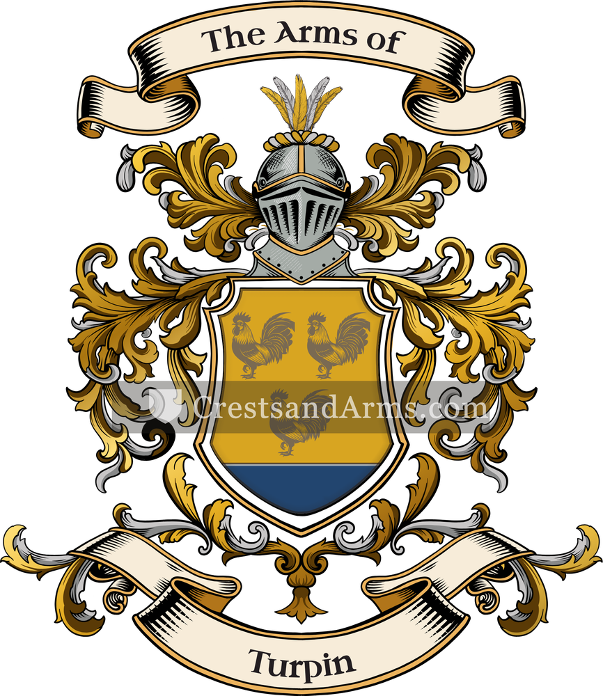 The Turpin coat of arms, drawn from the recorded blazon