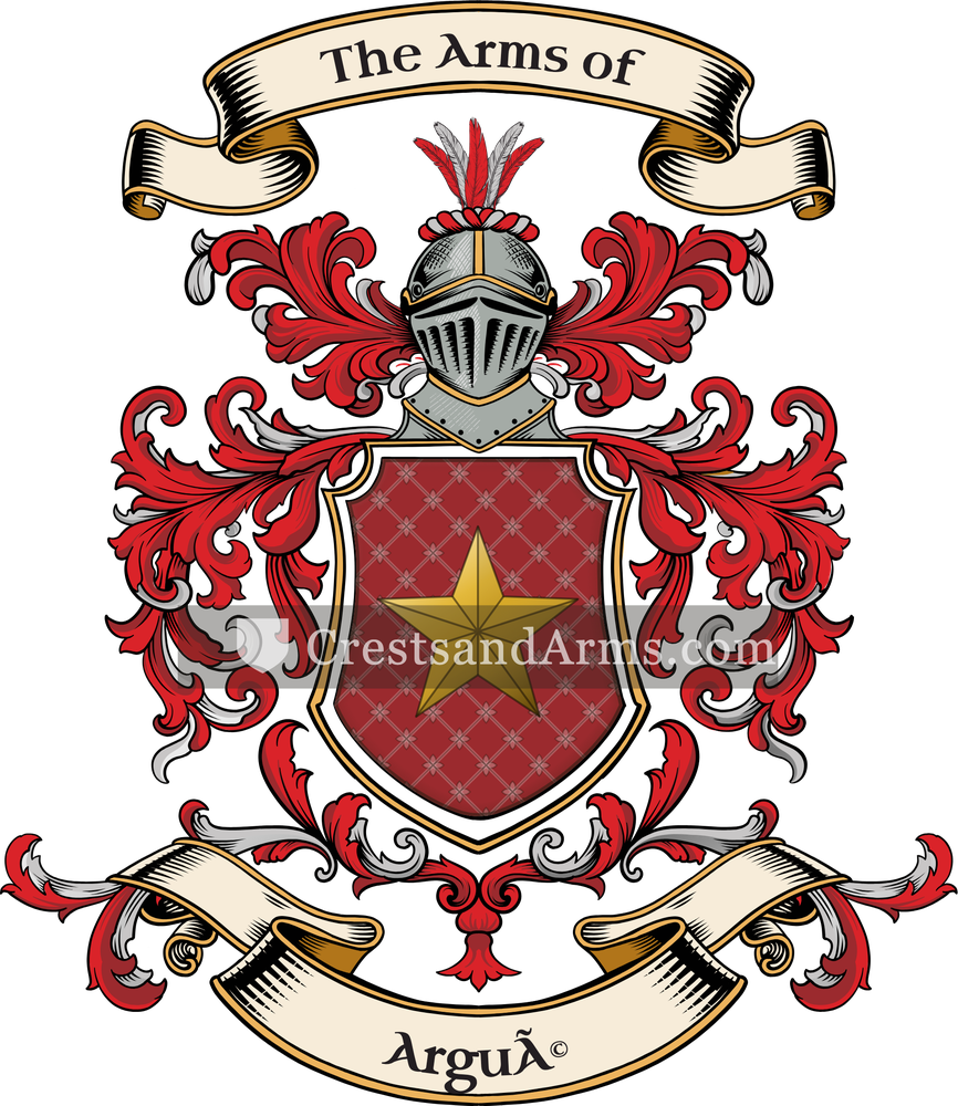 The Argué coat of arms, drawn from the recorded blazon