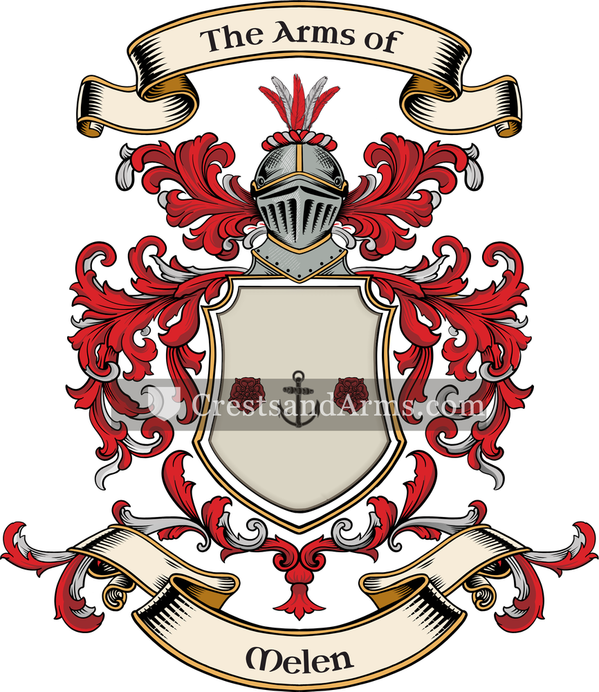 The Melen coat of arms, drawn from the recorded blazon