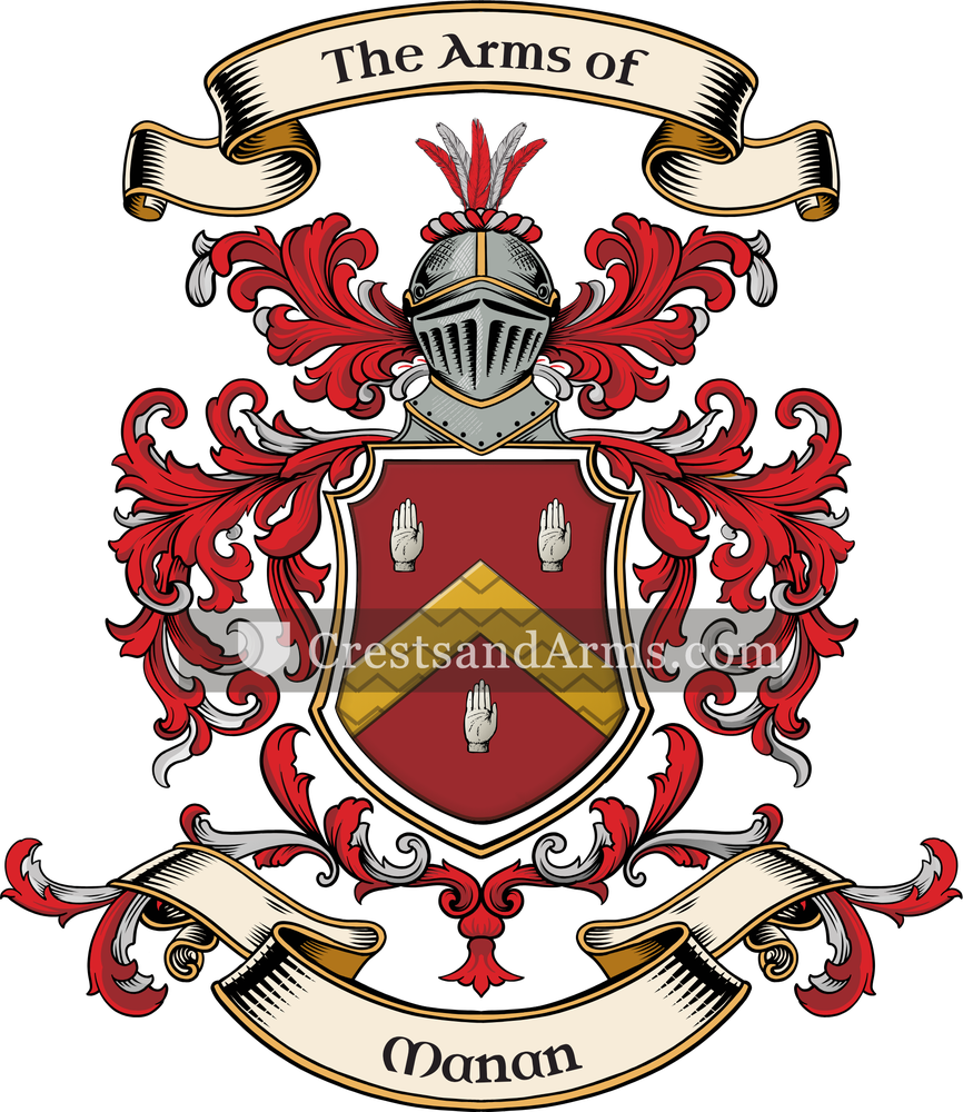 The Manan coat of arms, drawn from the recorded blazon
