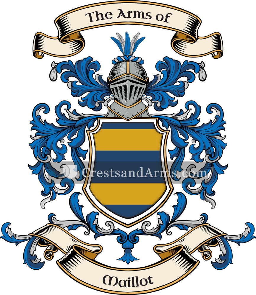The Maillot coat of arms, drawn from the recorded blazon