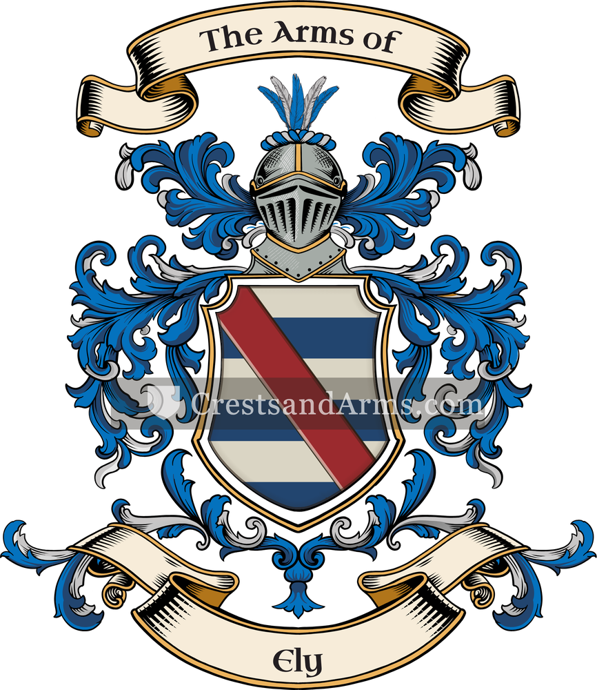 The Ely coat of arms, drawn from the recorded blazon