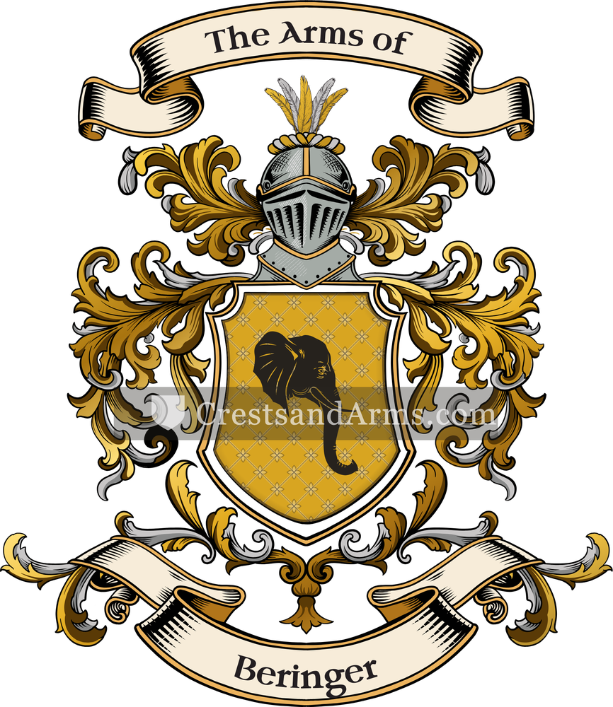 The Beringer coat of arms, drawn from the recorded blazon