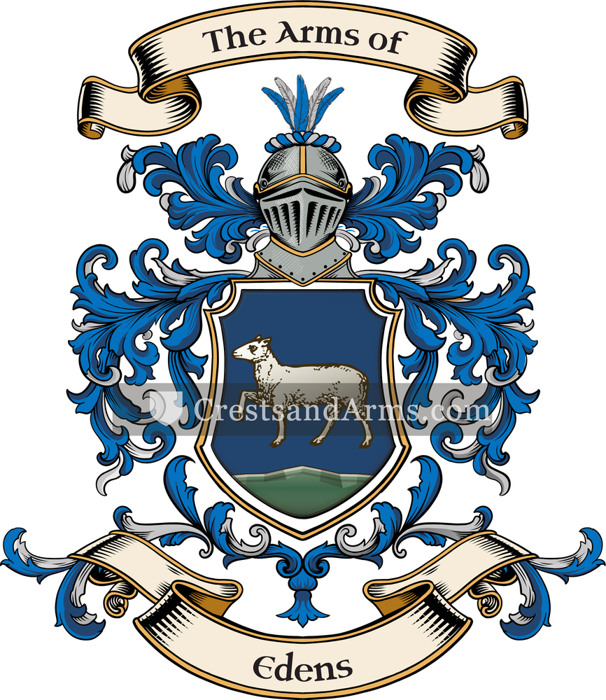 The Edens coat of arms, drawn from the recorded blazon