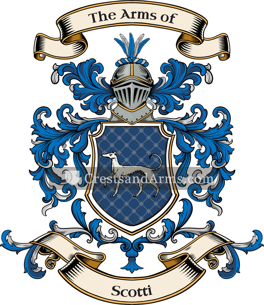The Scotti coat of arms, drawn from the recorded blazon